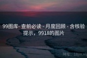 99图库- 查前必读 - 月度回顾 - 含核验提示，9918的图片